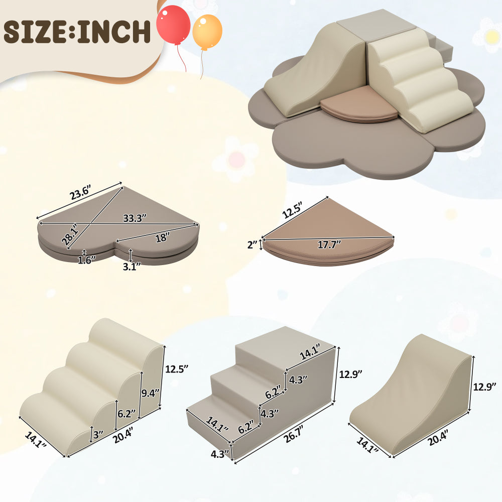 Soft Foam Block Play Structures Climbers for Child Development, 6-Piece Baby Foam Climbing Foam, Climbing Crawling Toys Soft Foam Blocks Activity Play Set