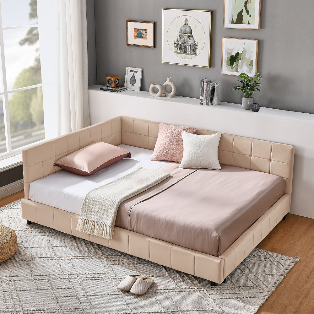 Full Size Upholstered Tufted Bed Frame, Sofa Bed Frame with Comfortable Backrest and Armrests, Full Size Bed for Bedroom, Living Room,Velvet, Grey(80.5''*59''*30.5'')