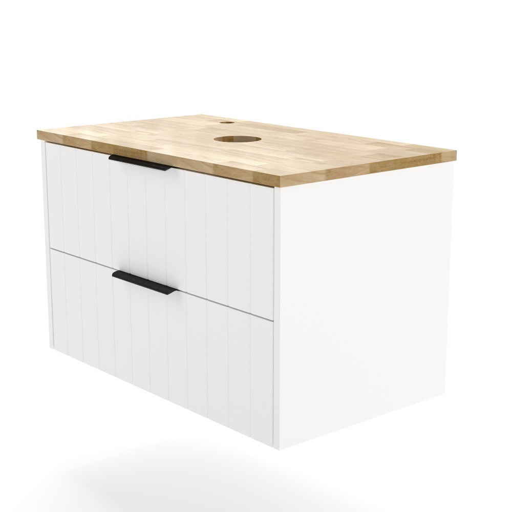 32-Inch bathroom vanity,only cabient,Solid wood top, double drawer design, drawer line shape,Soft-Close System,White+Natural