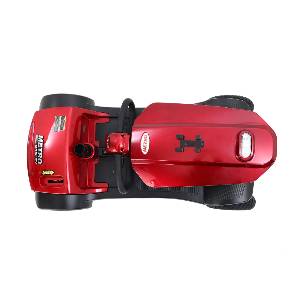 MAX PLUS RED 4 Wheels Outdoor Compact Mobility Scooter with Rear Basket,16 Miles, Cup Holders & USB charger Port