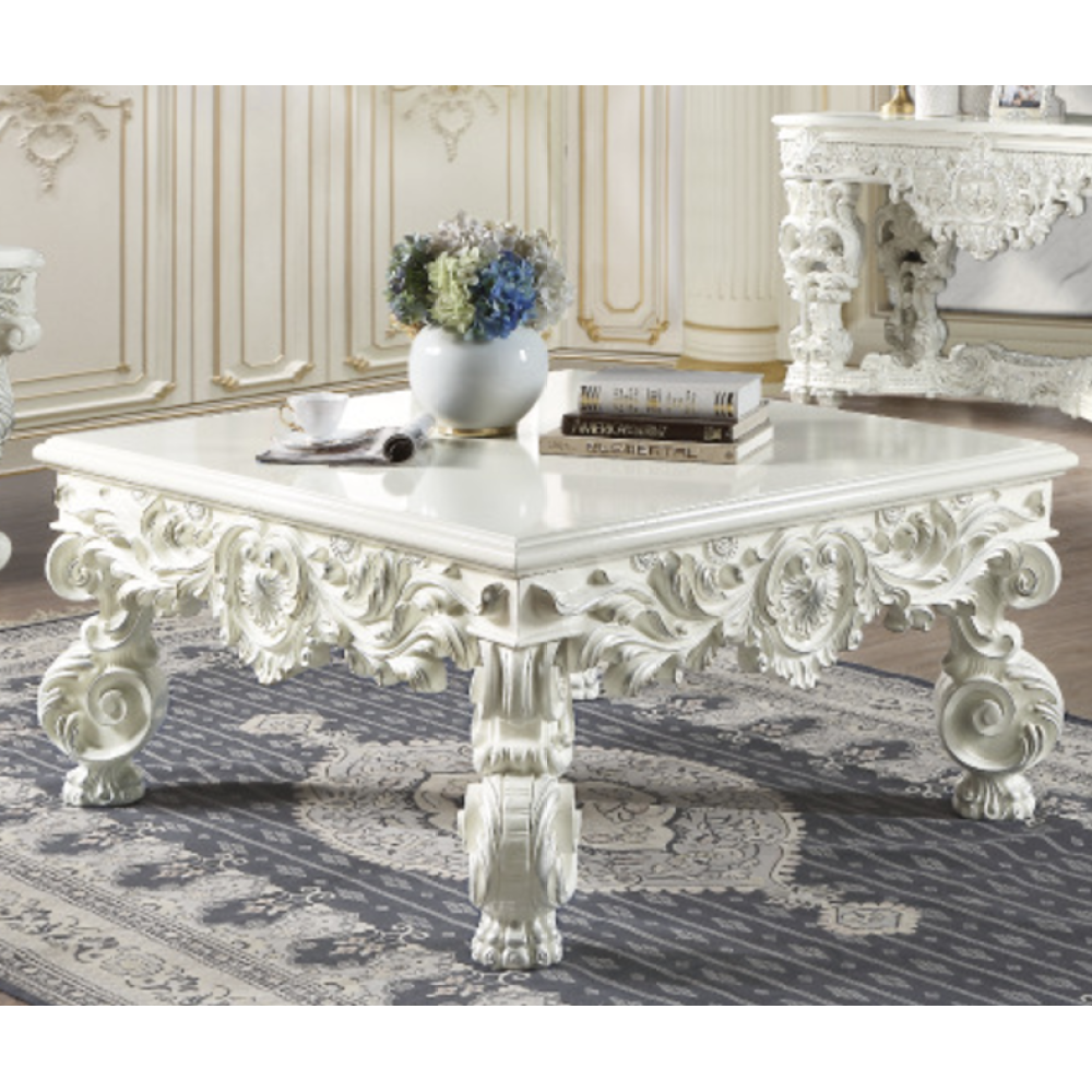 Adara Antique White Finish Fireplace