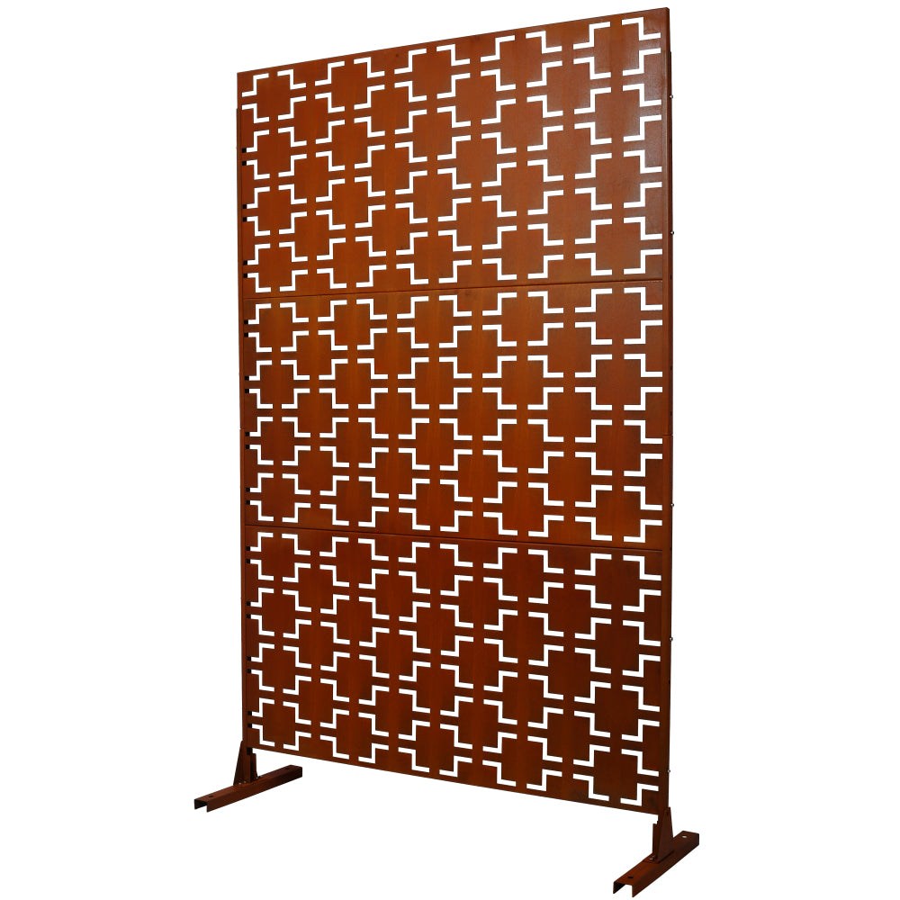 Outdoor & Indoor Privacy Screen Metal Privacy Screen 76" H×48" W, Freestanding Decorative Privacy Screen for Deck Balcony Patio, Privacy Fence Panels for Outside Lawn Garden PS105 RUSTY