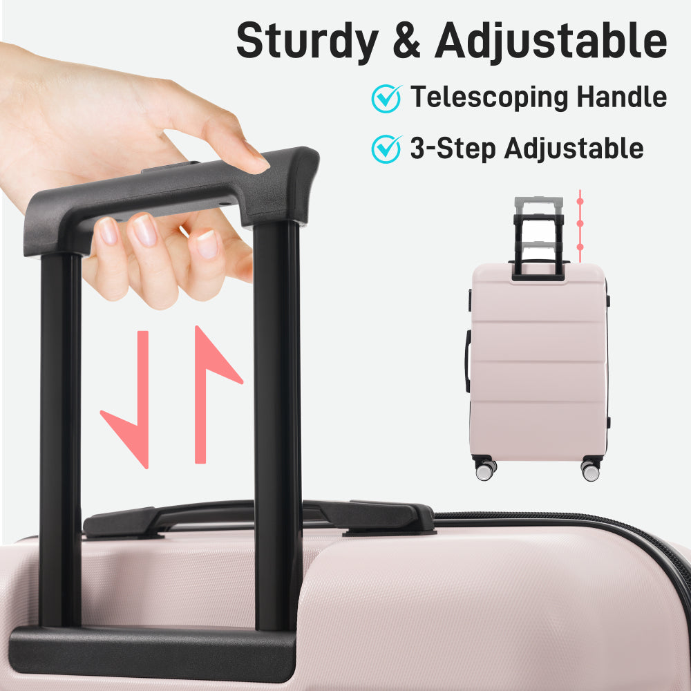 Hardshell Luggage Sets 3 Piece Double Spinner Wheels Suitcase with Handle Password Lock, Lightweight 20"+24"+28" Luggages