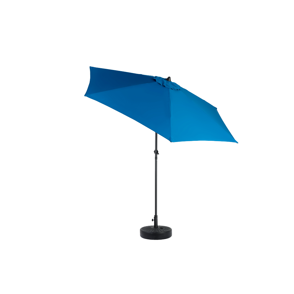 9FT Outdoor Patio Umbrella Outdoor Table Umbrella with Push Button Tilt and Crank, Market Umbrella 6 Sturdy Ribs , Deck, Backyard, Pool (Base Not Included) - ( Blue )