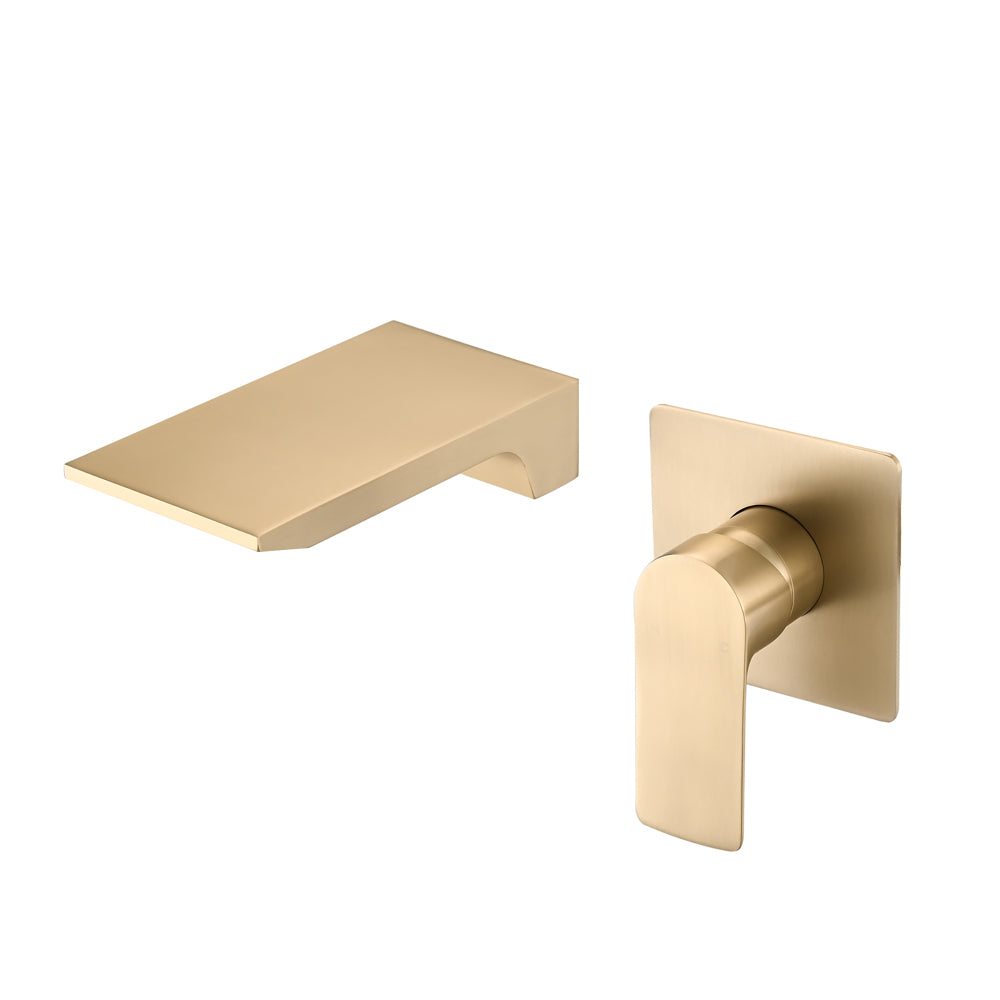 Matte Balck Wall Mount Bathroom Sink Faucet, Single Handle Bathtub Faucet with Waterfall Spout Brass Rough-in Valve Included