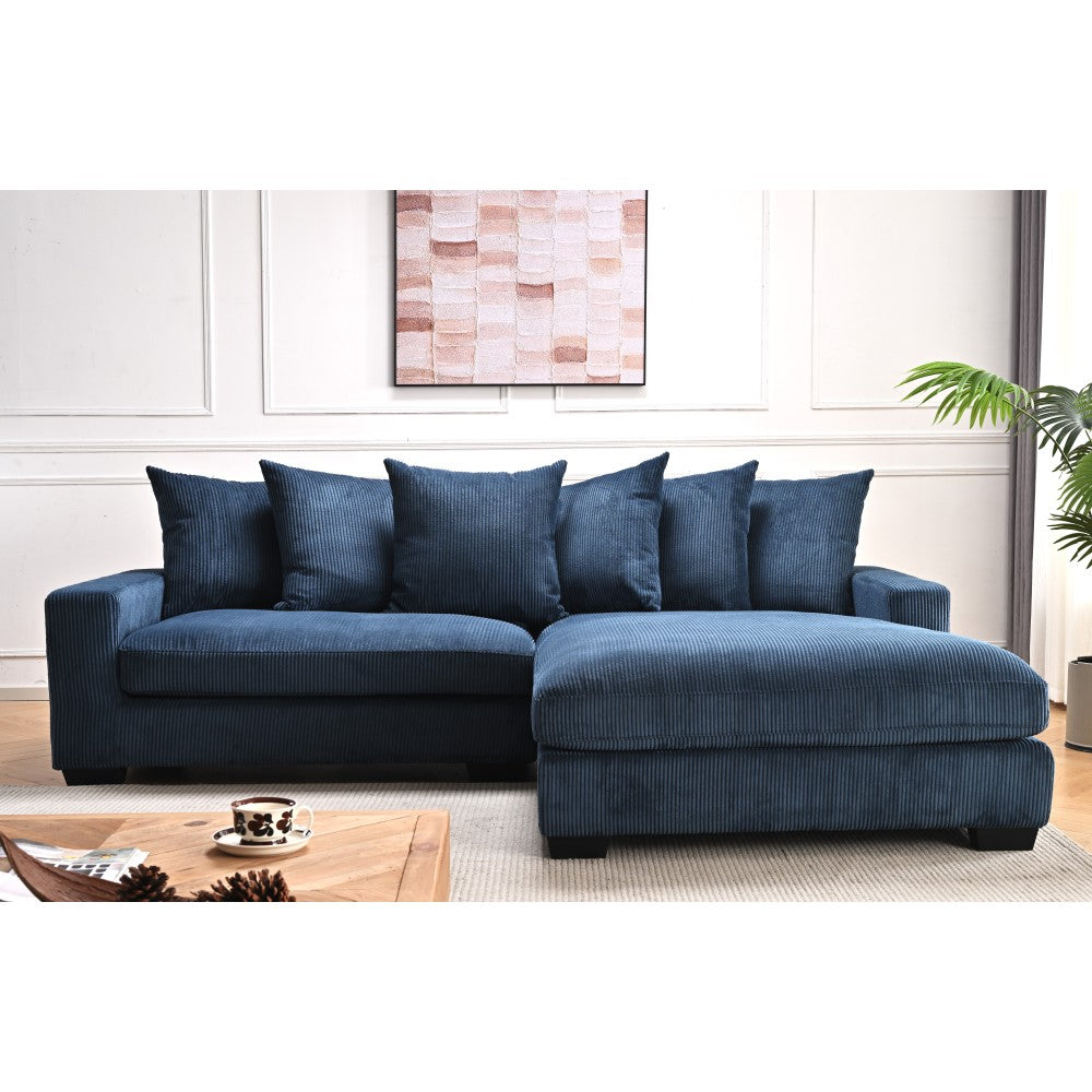 Luxe Oversized Two-Piece Right Facing Sectional Couches for Living Room, 102.4-Inch L Shaped Sofa with Chaise, Upholstered with Corduroy Fabric, Dark Grey