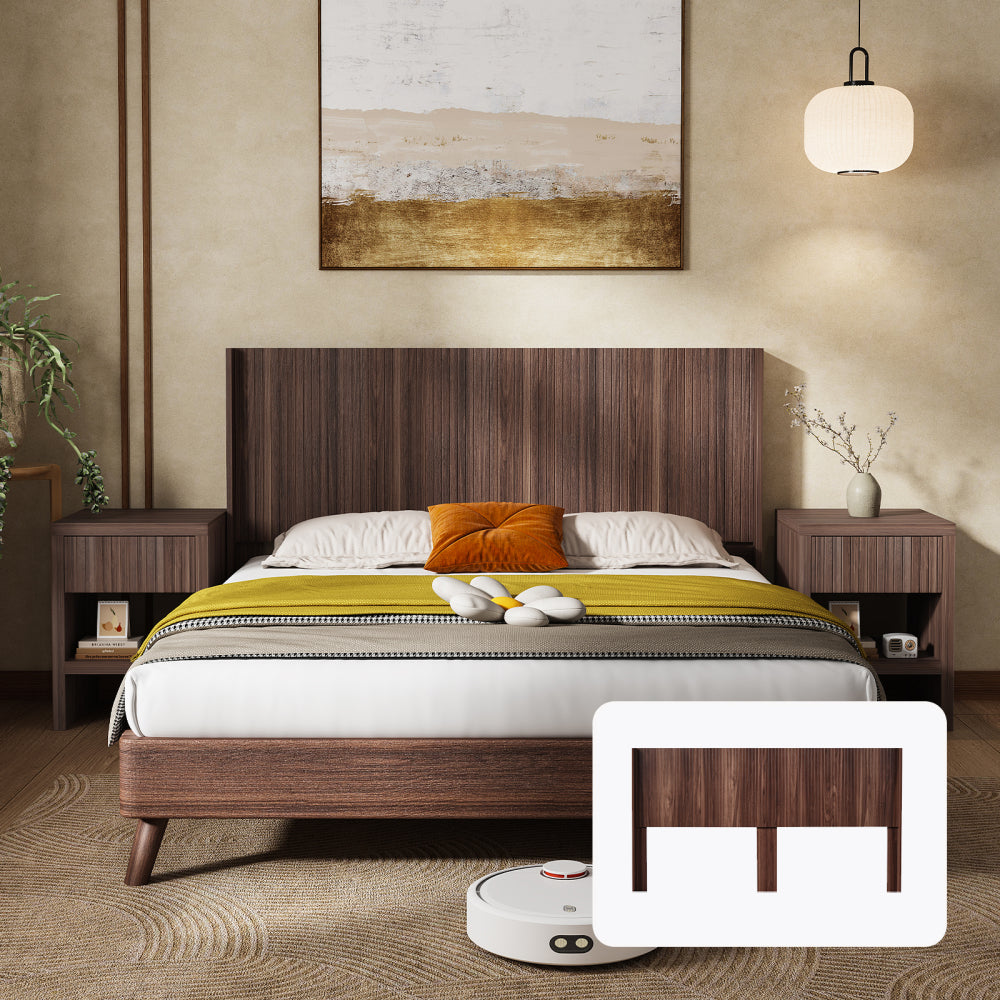 Night Stand with Drawer Storage Fluted Bed Side Table End Table Large Modern Wide Bedside Stand Mid Century Night Stands for Bedroom Living Room Sofa Office, Natural Wood