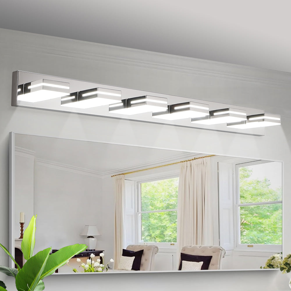 Modern Black LED Vanity Light, 6-Lights Wall Sconce for Bathroom and Mirror, Sleek Minimalist Design, Energy-Efficient, Easy to Install