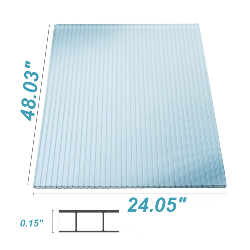 14 Pieces Set 2' (W) x 4' (L) Polycarbonate Panel,Twin-Wall Polycarbonate Sheets Waterproof UV Protected Reinforced Clear Sheets for Greenhouse, Outdoor, Plant Stand Roof