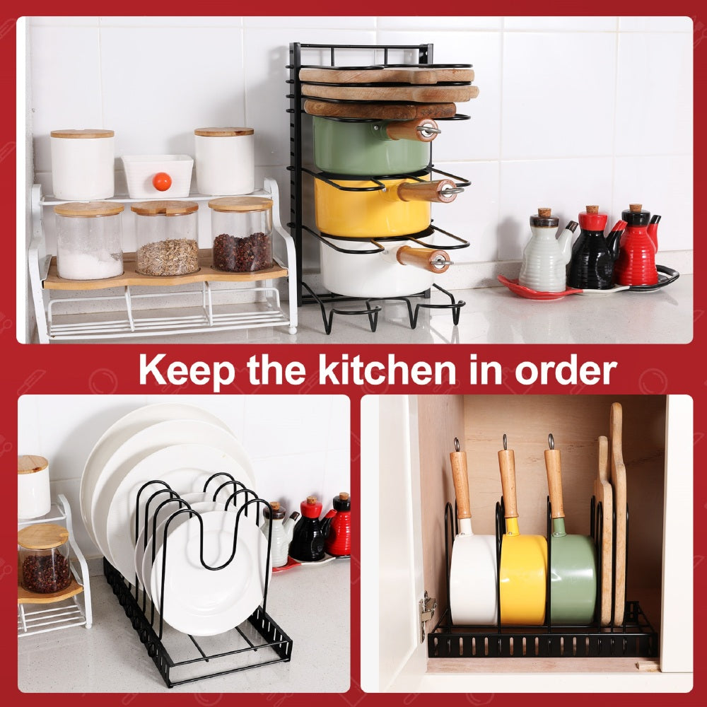 Adjustable pot rack, kitchen rack, and storage rack, kitchen organization and storage