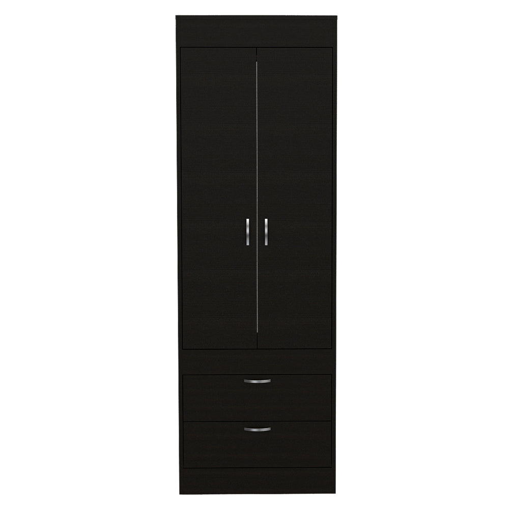 Lisboa Armoire, Rod, Double Door, Two Drawers, Metal Handles