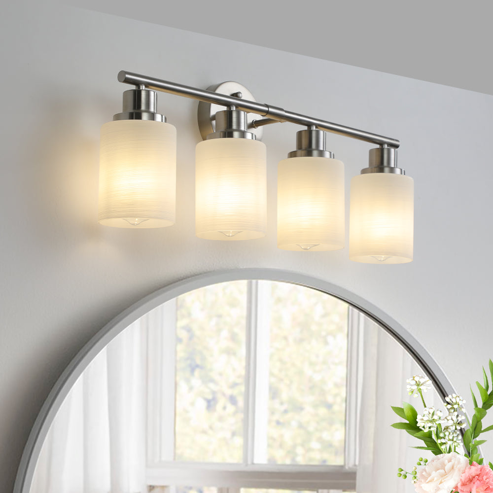 39" Modern 6-Light Vanity Bathroom Mirror Light, Frosted White Glass with Black Iron Frame, Contemporary Wall Sconce for Bedroom, Bathroom, and Dressing Room (No Bulbs)