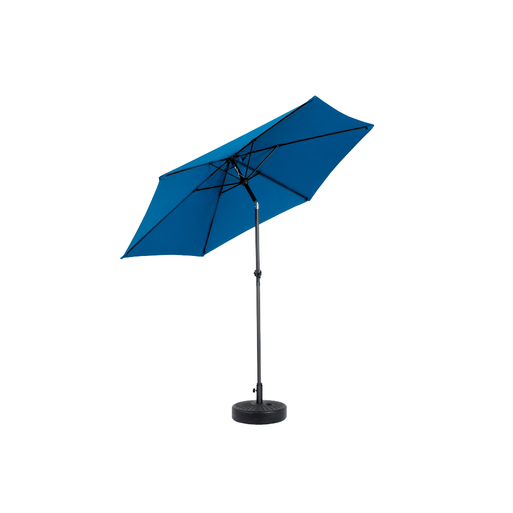 9FT Outdoor Patio Umbrella Outdoor Table Umbrella with Push Button Tilt and Crank, Market Umbrella 6 Sturdy Ribs , Deck, Backyard, Pool (Base Not Included) - ( Blue )
