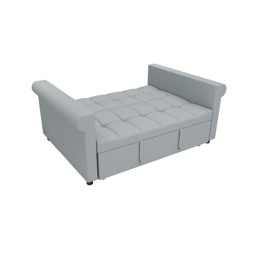2-SEATER CONVERTIBLE VELVET LOVESEAT SOFA BED – GRAY PULL-OUT SLEEPER COUCH WITH SIDE POCKET, COMPACT DESIGN FOR SMALL SPACES, APARTMENT, GUEST ROOM