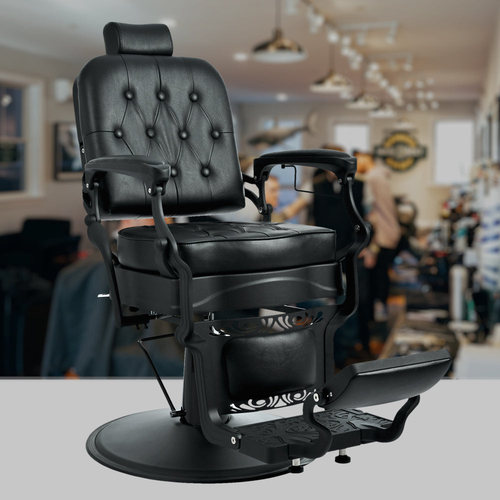 Heavy Duty Vintage Recline Barber Chair, Professional Salon Chair with Heavy Duty Metal, Supports 360°Rotatable,for Salon Beauty Spa Equipment, Black
