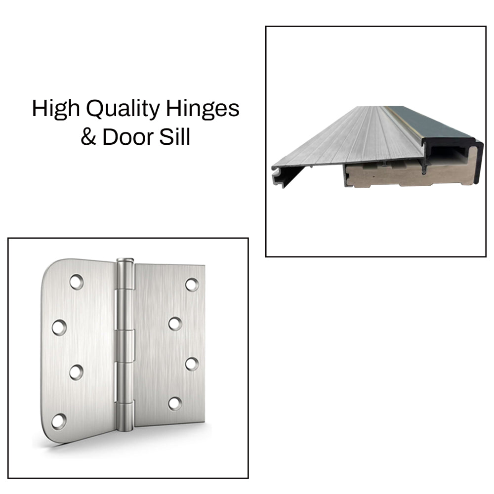 36 x 80 Smooth Fiberglass Entry Door with Brickmould,3/4 View Frosted Glass - Classic Style for Home's Front Entrance, Vinyl Frame, Left Hand Inswing,White Primed Knock-Down Door New Packaging