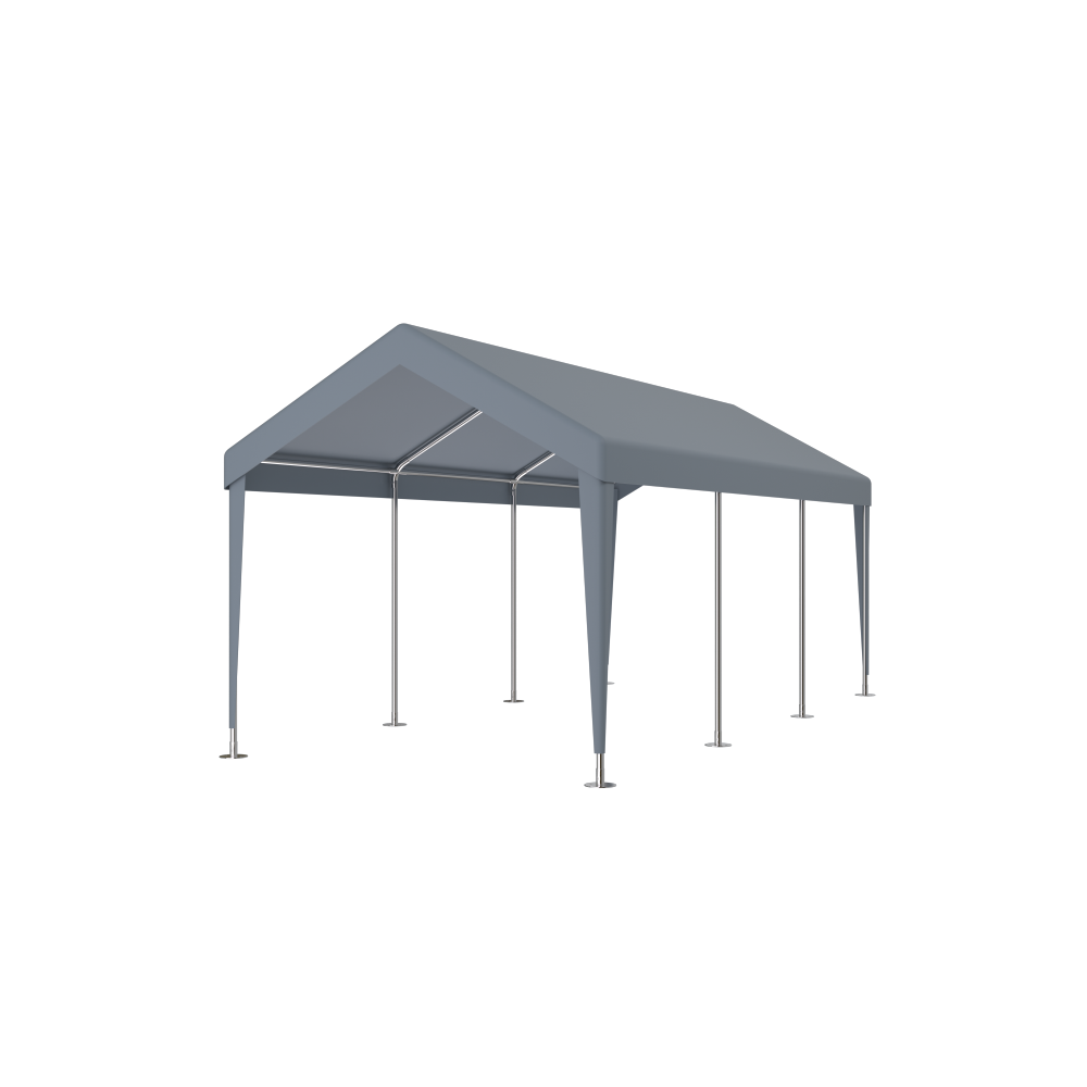 Carport 12' x 20' Portable Garage, Heavy Duty Car Port Canopy with 2 Roll-up Doors & 4 Ventilated Windows for Car, Truck, Boat, Garden Tools,grey
