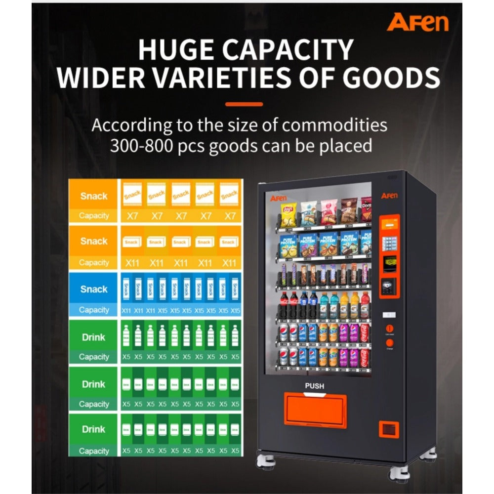 Snack & Drink Vending Machine with Bill Acceptor and Credit Card Reader, Refrigerated Commercial Vending Machine, 60 Slots