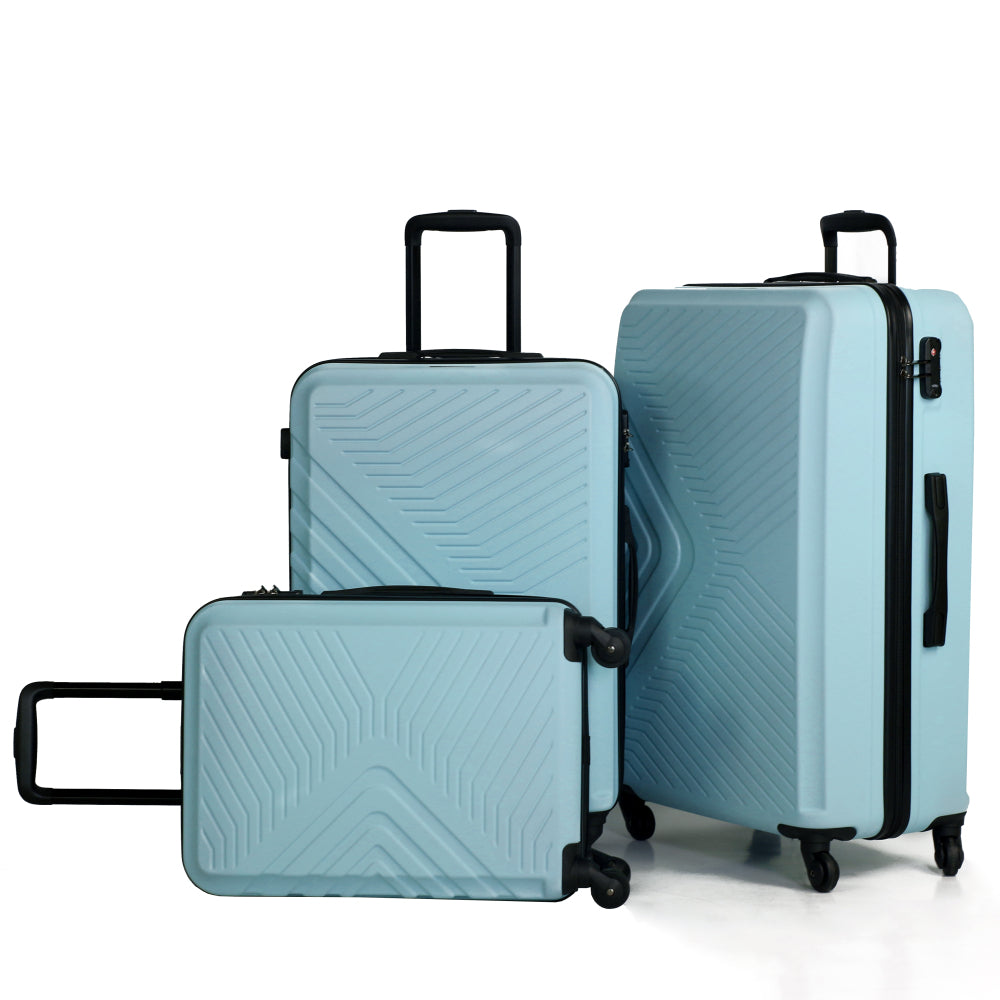 3 Piece Luggage Sets ABS Lightweight Suitcase with Two Hooks, Spinner Wheels, TSA Lock, (20/24/28), Yellow