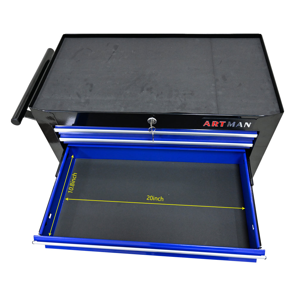 7 DRAWERS MULTIFUNCTIONAL TOOL CART WITH WHEELS-BLACK+BLUE