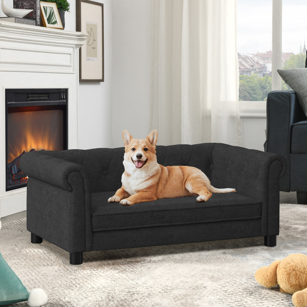Elegant Rectangle Pet Bed for Small and Medium Dogs, Durable Elevated Dog Sofa Bed, Comfortable Dog Couch, Modern and Stylish Dog Sofa for Small and Medium Dogs,Beige