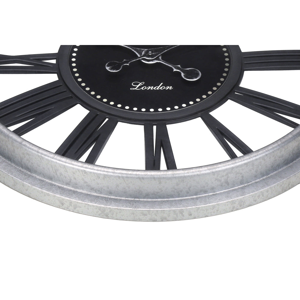 Clocks, 20" Round, Wall Clock, Black, Silver, Transitional