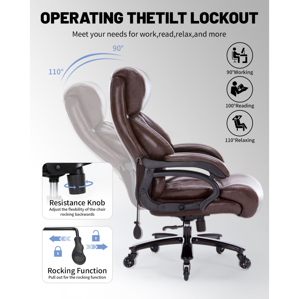 600LBS Large Heavy Duty Office Chair,Big and Tall Office Chair for Heavy People, High Back Executive Desk Chair with Pocket Spring Cushion, Desk Chair with Quiet Rubber Wheel
