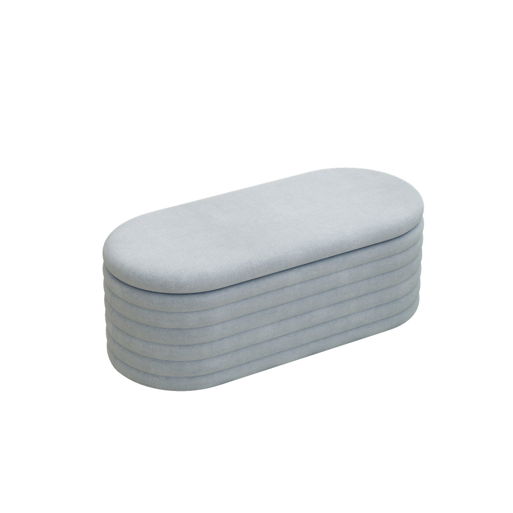 Storage Chenille Ottoman Bench Upholstered Fabric Storage Bench End of Bed Stool with Safety Hinge for Bedroom, Living Room, Entryway, Closet(40-inch, LIGHT GREY)