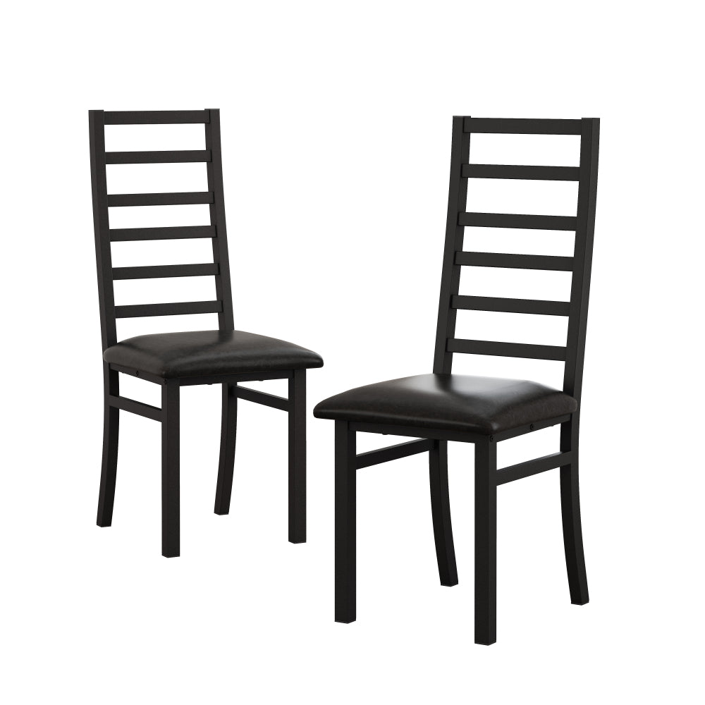 Metal Dining Chairs Set of 2, Steel Legs and PU Leather Seats, High Back Armless Dining Chairs, for Kitchen, Living Room, Black