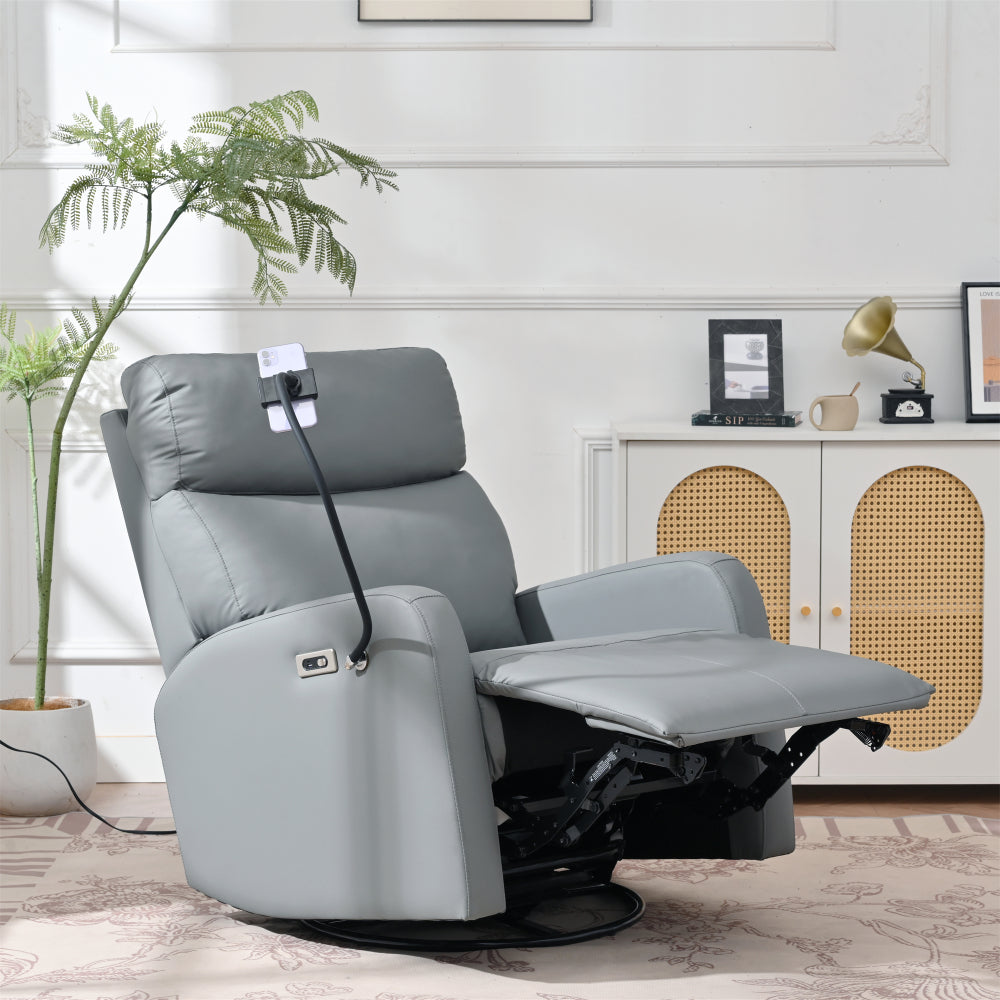 Rocking Recliner Chair,360° Swivel Nursery Rocking Chair,Glider Chair,Modern Small Rocking Swivel Recliner Chair for Bedroom,Living Room Chair Home Theater Seat,Phone Holder(Light Gray+360° Swivel)