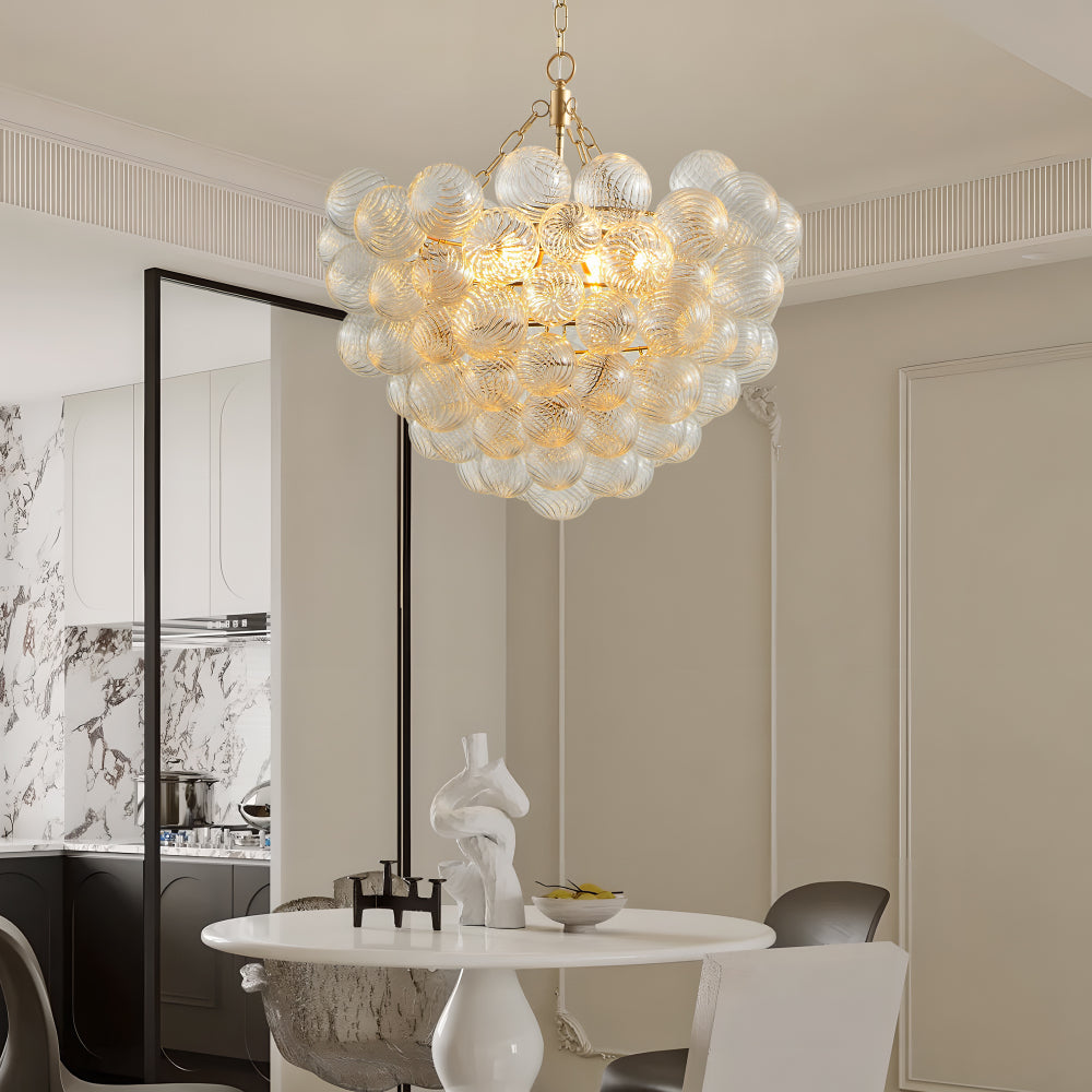 23.6-Inch Gold Ceiling Pendant Light with Threaded Clear Glass Globe Shade – Ideal for Living Room, Dining Room, Kitchen (Non Adjustable Height, No Bulbs)