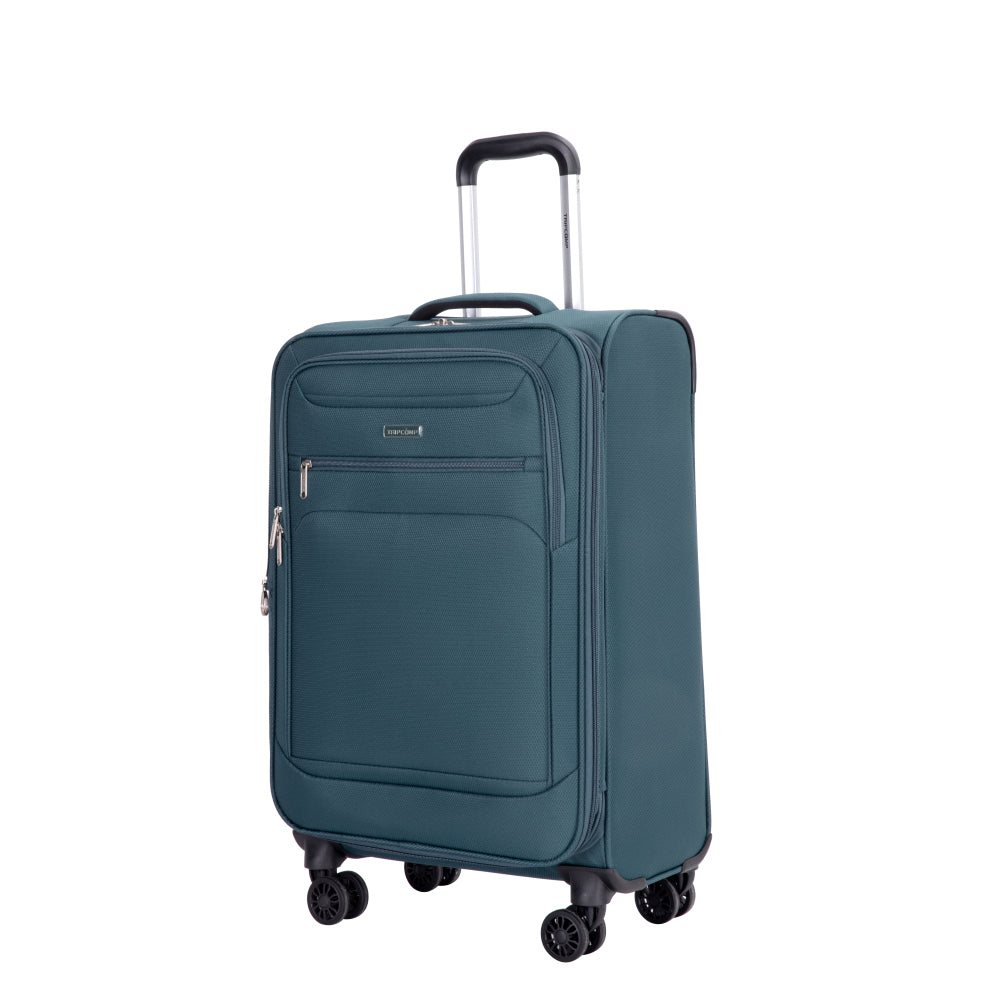 3-Piece Set (18/Travelbag/toiletry bag) ,Softshell Suitcase Spinner Wheels Terylene Polyester Luggage Sets Carry On Suitcase Luggage Lightweight Durable Suitcase Dark Green