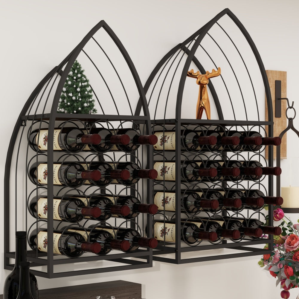 Sailboat Shaped Wine Cabinet Rack, 2 Piece Display Rack, Freestanding Wine Cabinet with Bottle Storage, Spirits and Wine Home Bar, Kitchen, Dining Room Storage Rack