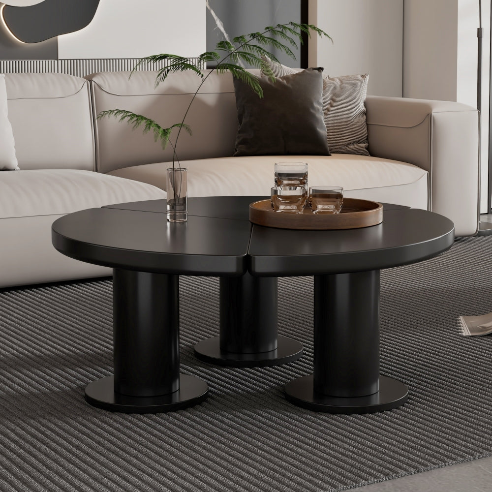 ON-TREND 44'' x 25.9'' Easy Assembly Cloud Coffee Table with 1.5'' Thick Tabletop, Cream Style Irregular End Table with 3 Sturdy Legs, Sleek Center Table with Round Edge for Living Room, Black