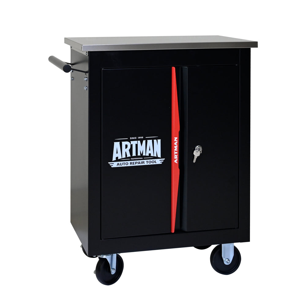 4 Drawers Multifunctional Tool Cart with Wheels,Metal Rolling Tool Cart Storage for Garage Workshop Warehouse Repair Shop--With Stainless Steel Roof- BLACK&BLUE