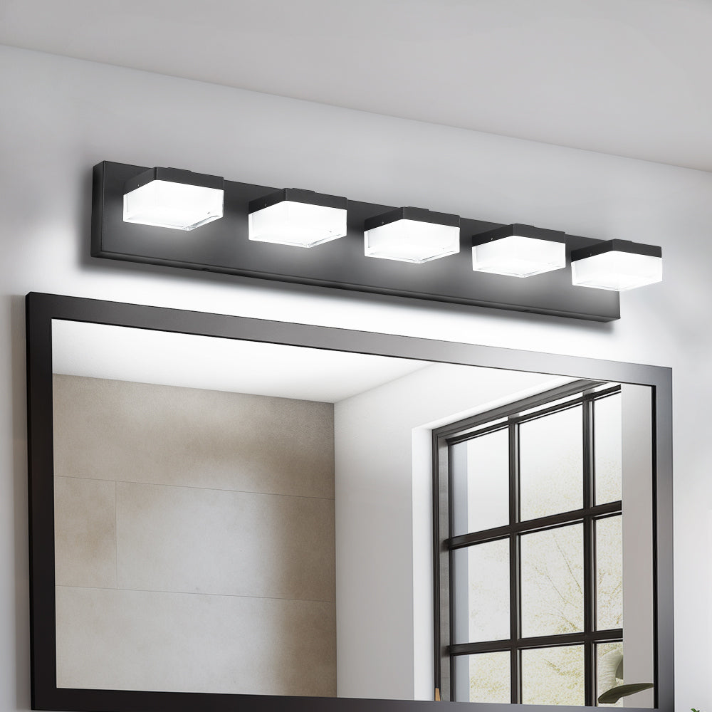 (Same as W1340110609/L2015) Modern 6-Light Black LED Vanity Mirror Light Fixture For Bathrooms And Makeup Tables