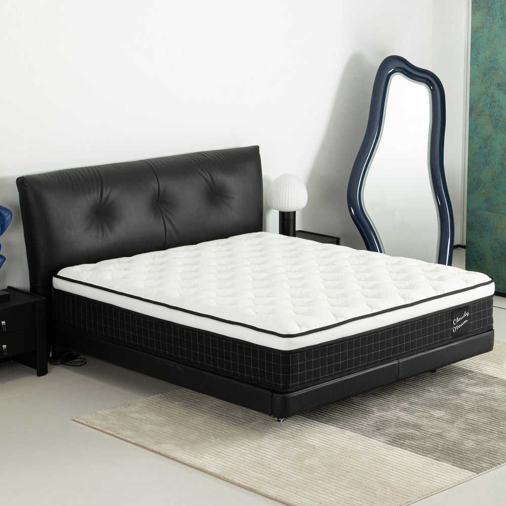 QUEEN Size 12 Inch Hybrid Mattress Individual Pocket Spring 7-Zoned Memory Foam Knitted Cover CertiPUR-US White