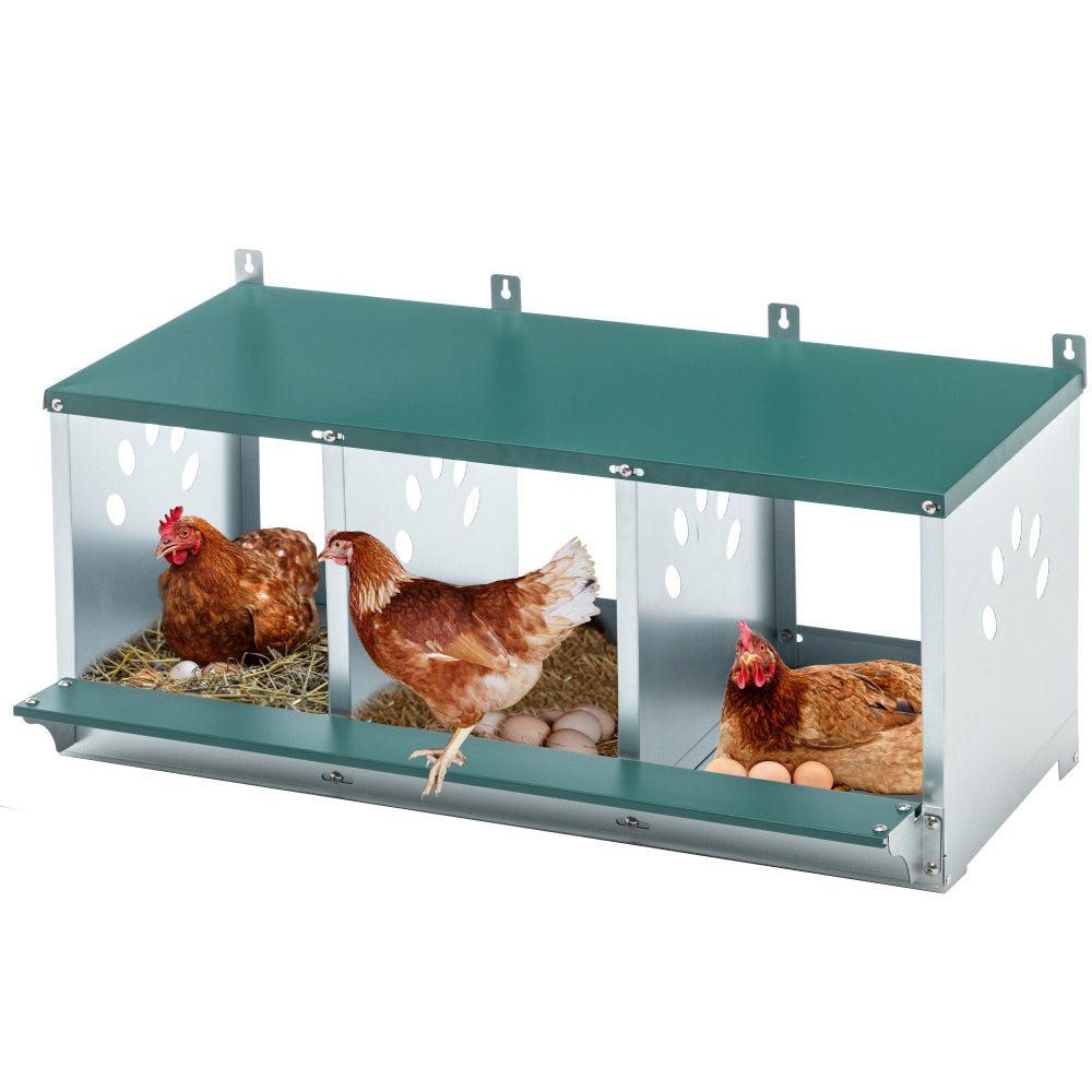 Nesting Boxes for Chickens, 3 Holes Chicken Nesting Boxes with Legs, Chicken Laying Box with Lid Cover, for Outdoor Chicken Coop Farm Yard, Rreen