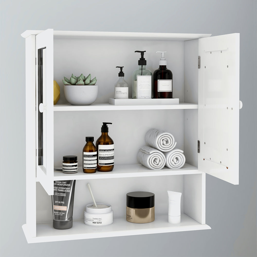 Bathroom Wall Cabinet with Doule Mirror Doors and Shelvs