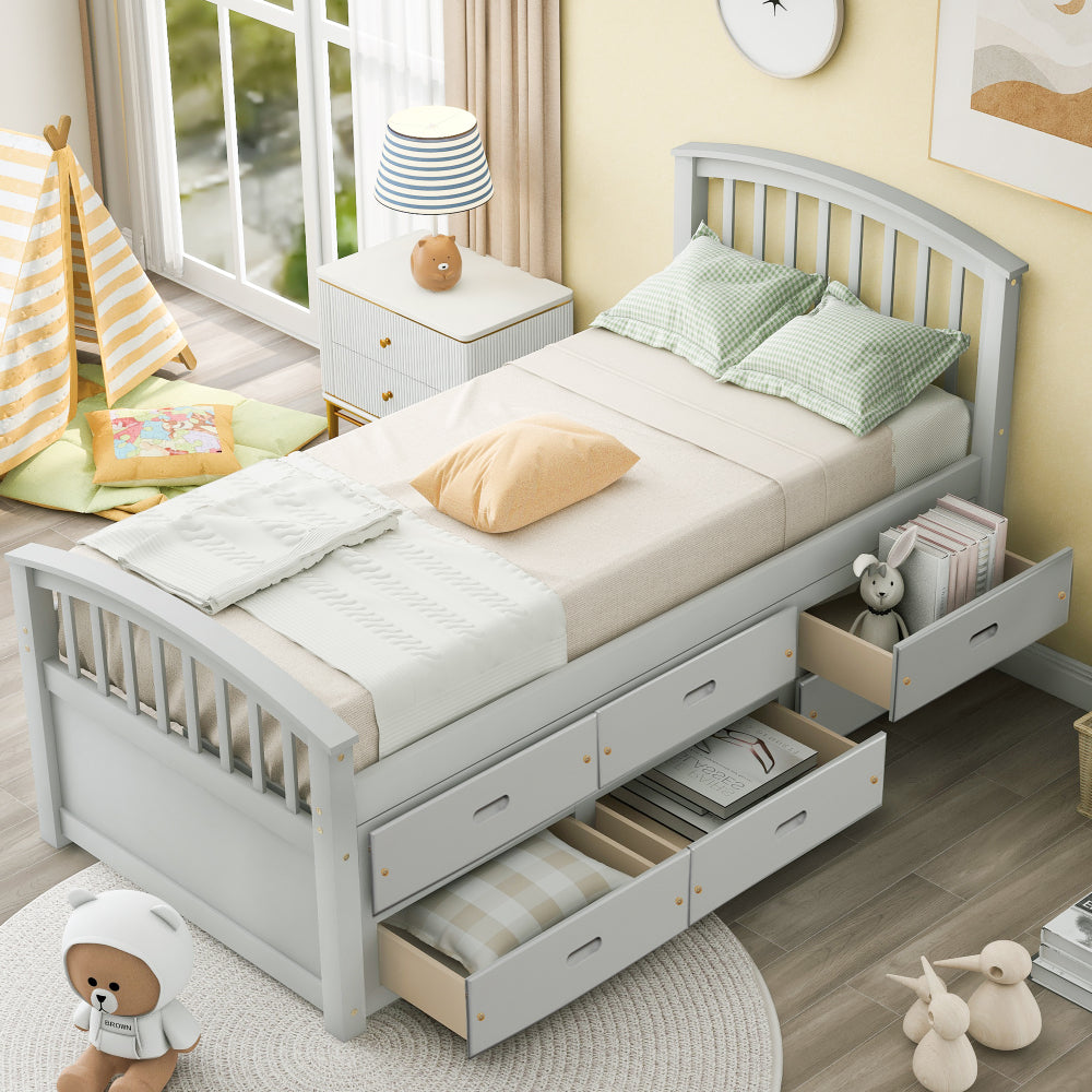 ORISFUR. Twin Size Platform Storage Bed Solid Wood Bed with 6 Drawers