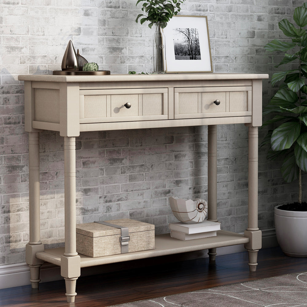 TREXM Daisy Series Console Table Traditional Design with Two Drawers and Bottom Shelf (Espresso)