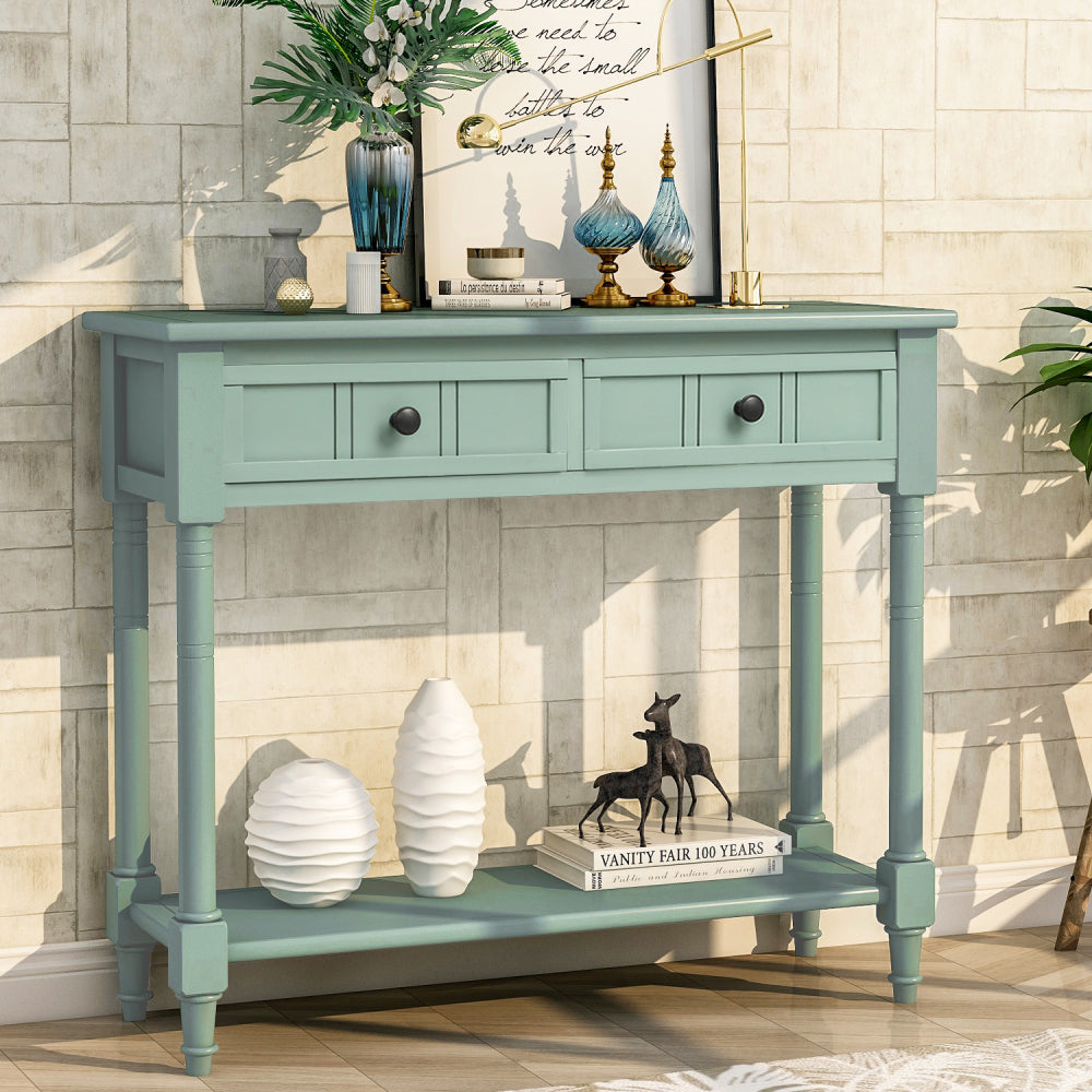 TREXM Daisy Series Console Table Traditional Design with Two Drawers and Bottom Shelf (Espresso)