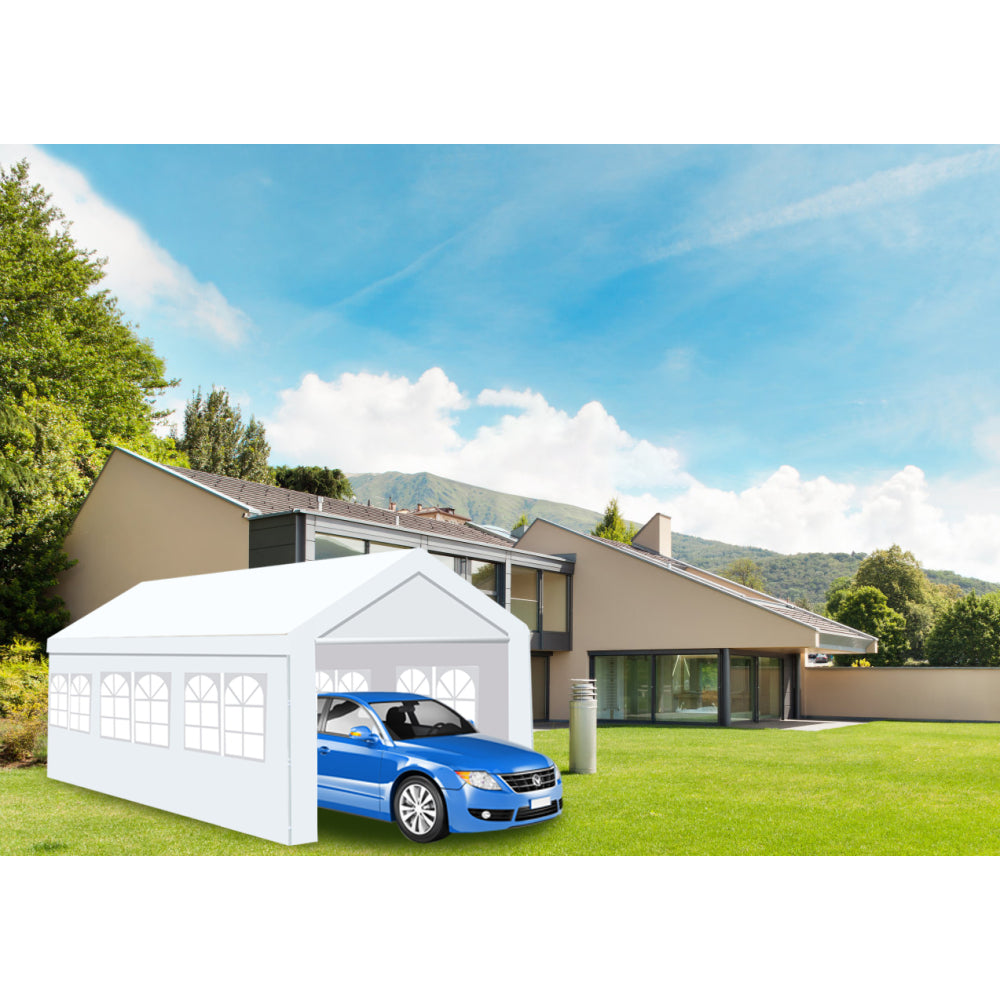 10'x20' Heavy Duty Carport Gazebo, Canopy Garage, Car Shelter with windows