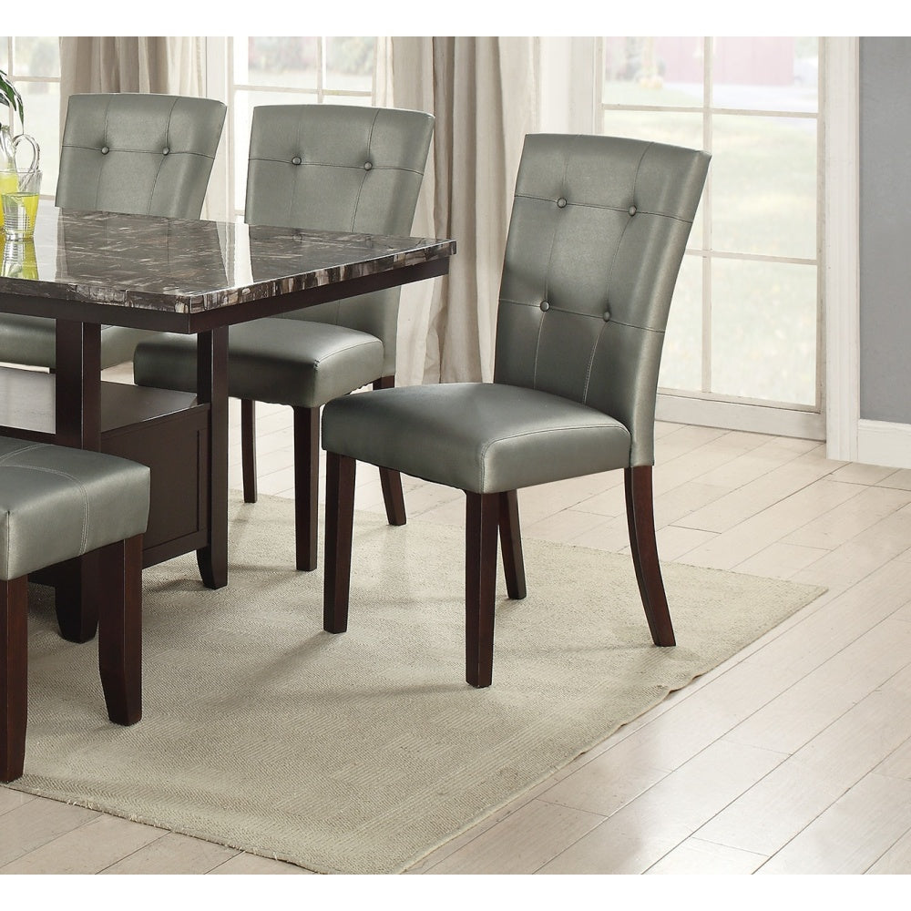Counter Height 1pc Bench Dining Room Black Faux Leather Cushion Tufted Seat Wooden Base Comfort Seat Kitchen Dining