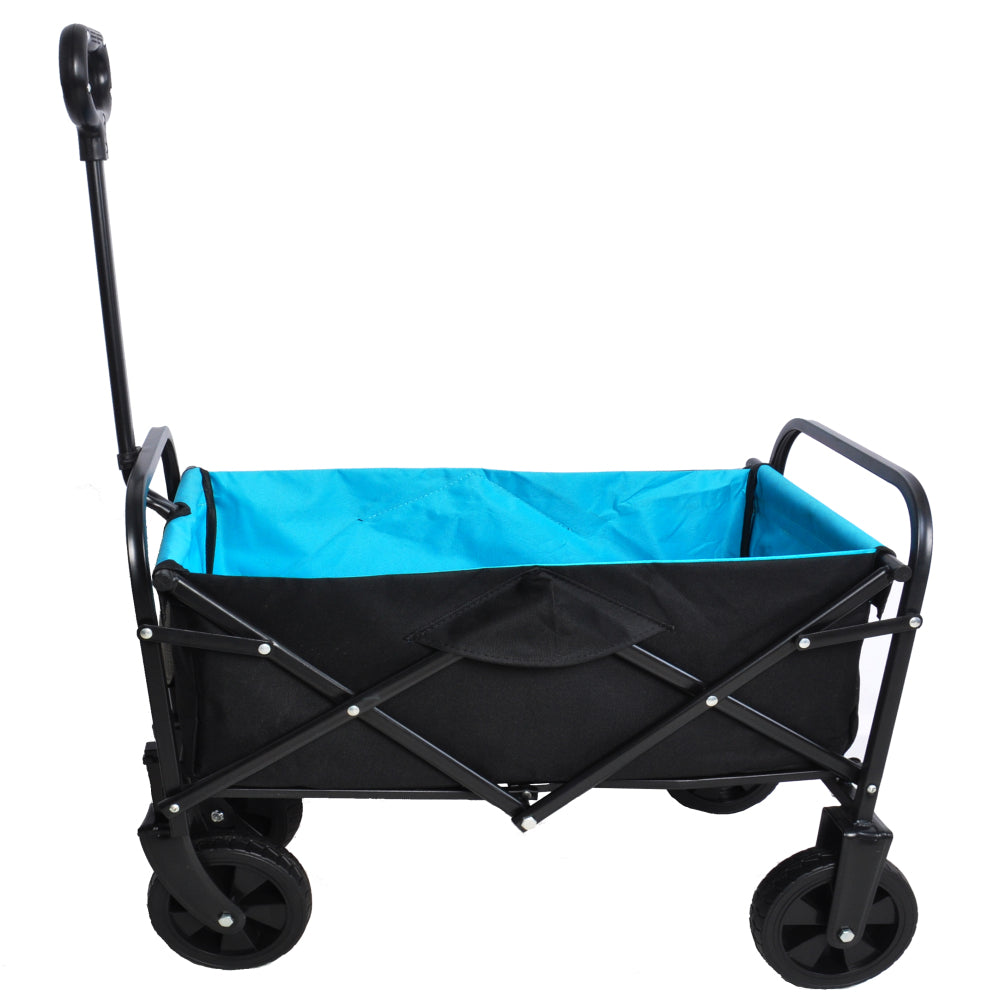 Big large capacity Folding cart Extra Long Extender Wagon Cart Folding Wagon Garden Shopping Beach Cart (black + orange)
