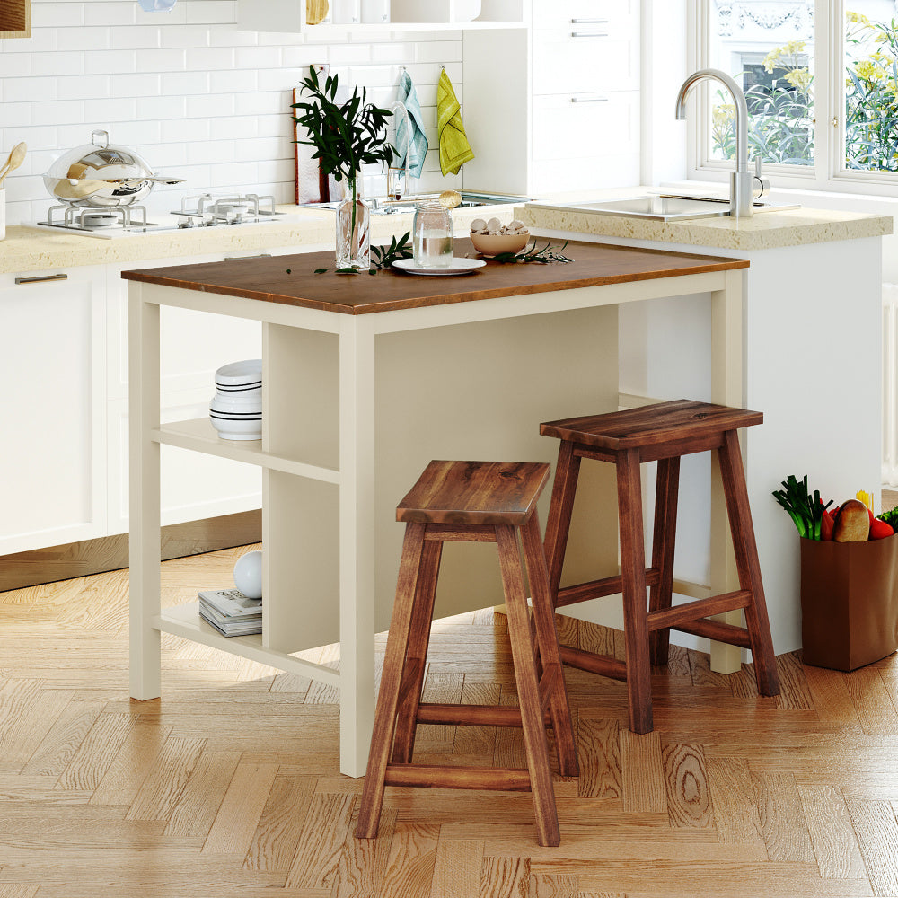 TOPMAX Farmhouse Rustic 2-piece Counter Height Wood Kitchen Dining Stools for Small Places, Walnut