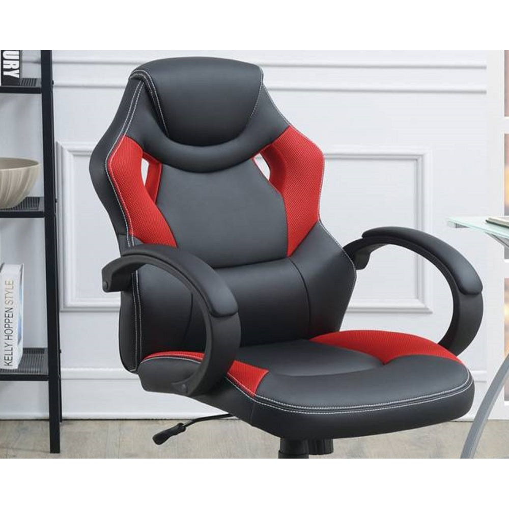Office Chair Upholstered 1pc Cushioned Comfort Chair Relax Gaming Office Work Black And Red Color