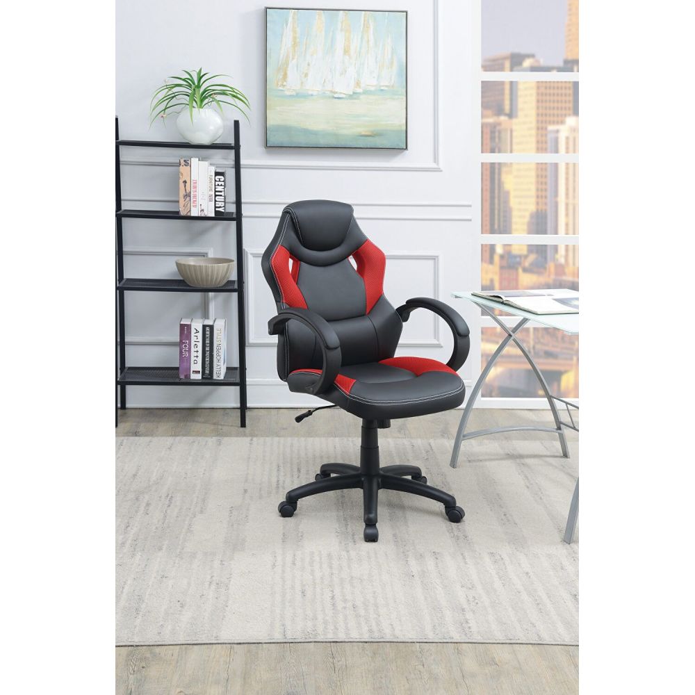 Office Chair Upholstered 1pc Cushioned Comfort Chair Relax Gaming Office Work Black And Red Color