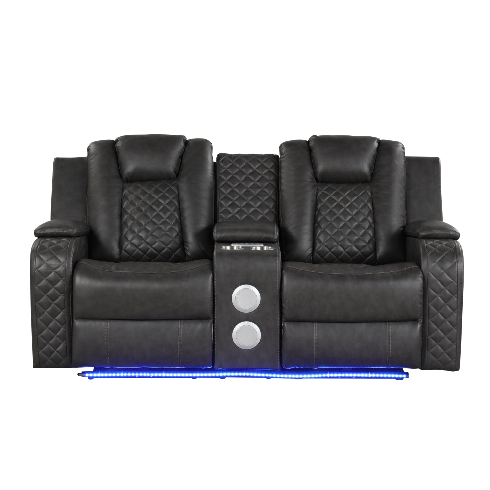BENZ LED & Power Reclining Loveseat Made With Faux Leather in Ice same asG150109058 (NJ inventory)