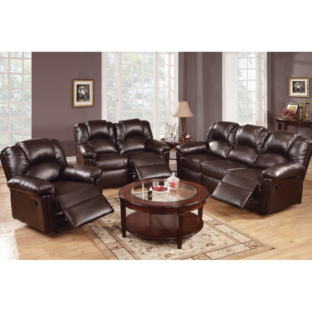 Motion Recliner Chair 1pc Glider Couch Living Room Furniture Brown Bonded Leather